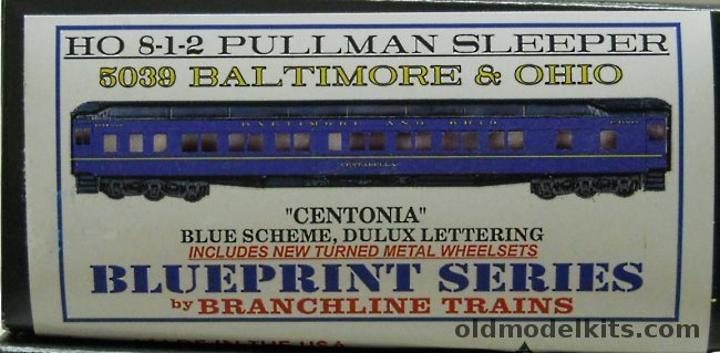 Branchline Trains 1/87 Blueprint Series HO 8-1-2 Pullman Sleeper Baltimore & Ohio 'Centonia' Heavyweight Passenger Car, 5039 plastic model kit